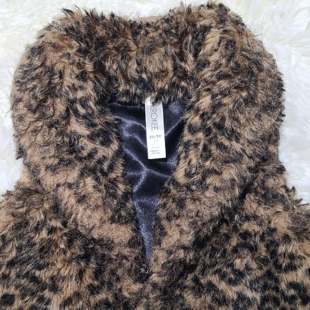 CHEROKEE‎ Girls Faux Fur Animal Print Vest - Size XS 4/5 - Picture 2 of 10
